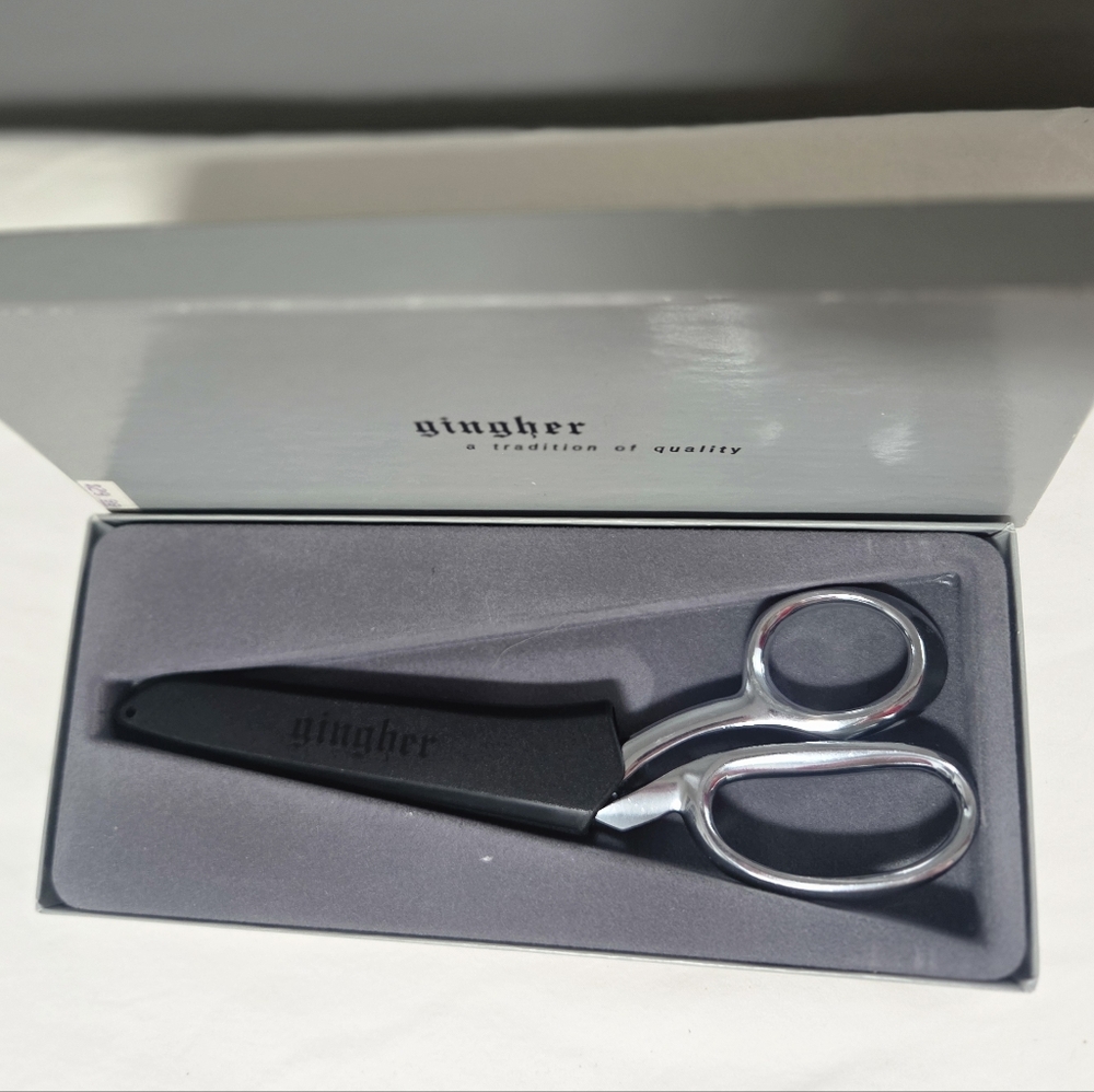 Vintage Gingher G-8 Knife Edge Chrome Dressmaker Scissors Original Box